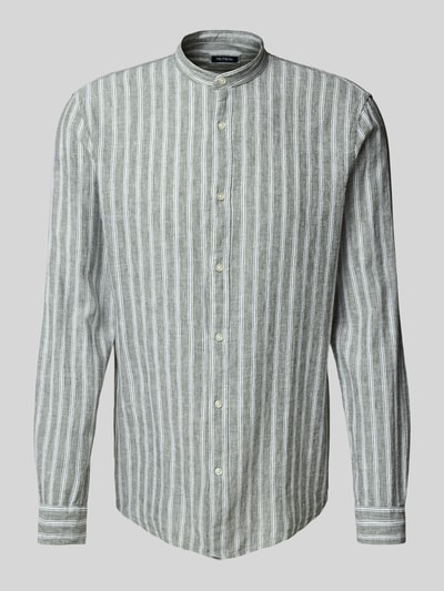 MCNEAL Slim Fit Freizeithemd aus Leinen-Mix mit Maokragen Khaki 2