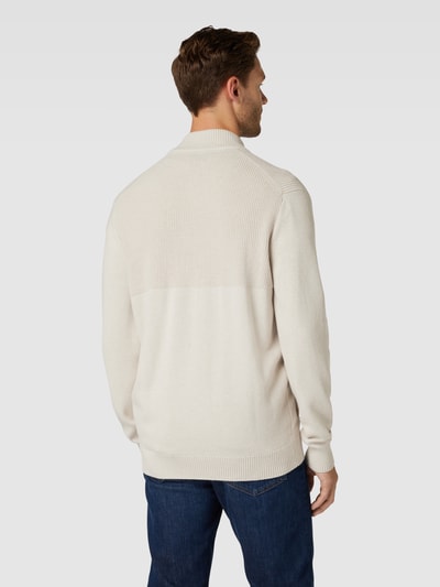 Christian Berg Men Strickjacke mit Stehkragen Offwhite Melange 5