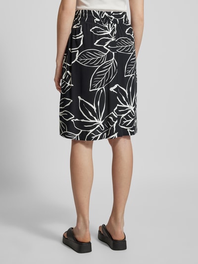 Fransa Knielange rok met all-over print, model 'Relax' Zwart - 5