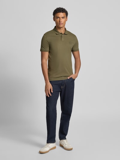 BOSS Orange Slim fit poloshirt van katoenmix Kaki - 1