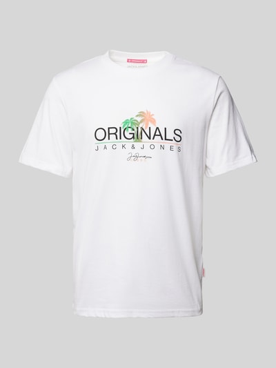 Jack & Jones T-shirt met labelprint, model 'CYRUS' Wit - 2