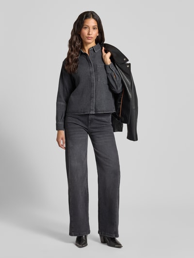 OPUS Overhemdblouse in denimlook, model 'Femori' Donkergrijs - 1