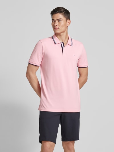 Fynch-Hatton Regular Fit Poloshirt mit Kontraststreifen Rosa 4
