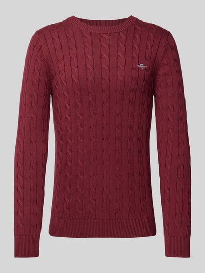 Gant Strickpullover mit Rundhalsausschnitt Bordeaux 2