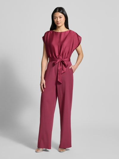 Swing Jumpsuit mit Bindegürtel Dunkelrot 4