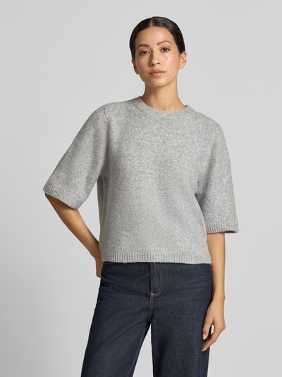 VERO MODA Sweter o kroju oversized z dodatkiem wełny model 'BOOM' Jasnoszary 4