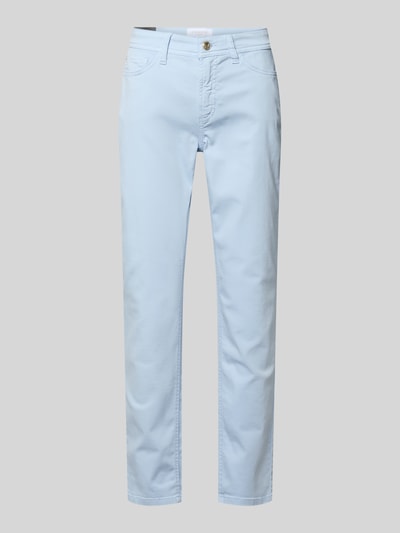 Productfoto, lichtblauwe Cropped Hose mit Eingrifftaschen Modell 'PIPER' van Cambio, dames broek van puur katoen, slim fit, kort