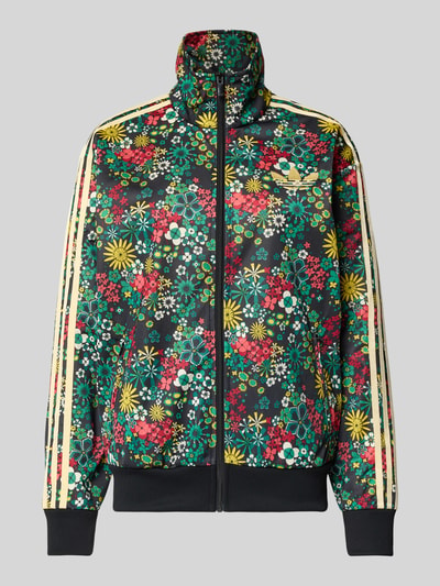 Produktfoto, Regular Fit Jacke mit Logo-Stitching Modell 'Firebird' van adidas Originals, bloemenprint, staande kraag, steekzakken, elastische boorden, ritssluiting