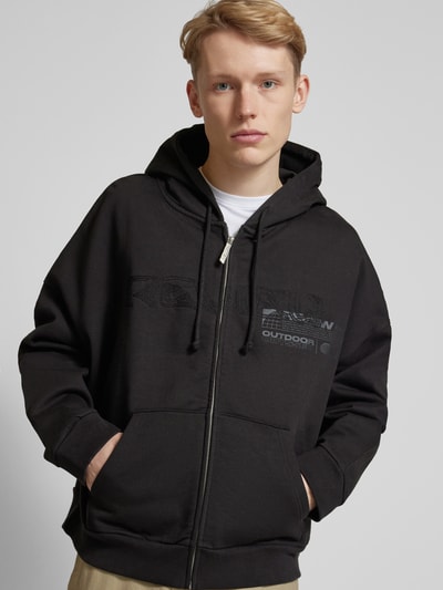 REVIEW Oversized Sweatjacke mit Label-Stitching Modell 'ODYSSEY' Black 3