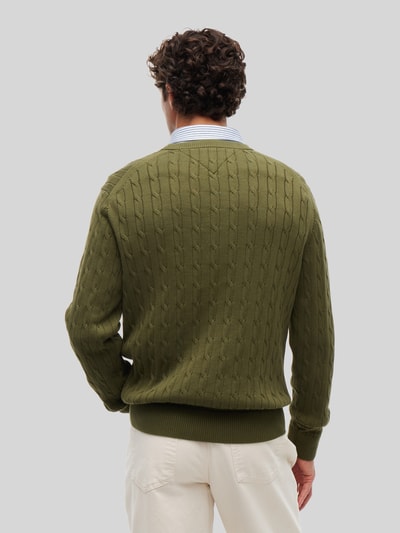 Tommy Hilfiger regular fit pullover van puur katoen Olijfgroen - 5