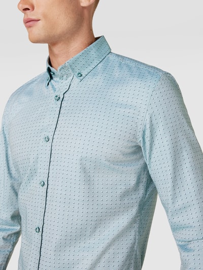 BOSS Slim Fit Business-Hemd mit Allover-Muster Modell 'Hank' Grün 3