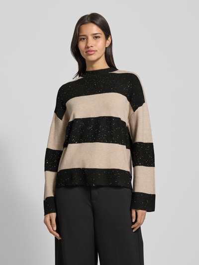 Christian Berg Woman Sweter z dzianiny o kroju oversized z prążkowanymi wykończeniami  Czarny 4