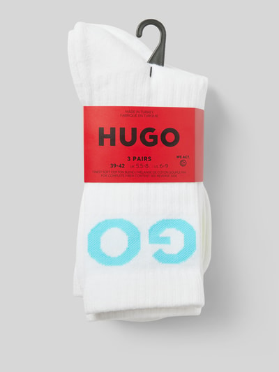 HUGO Socken mit Label-Detail Modell 'ICONIC' im 3er-Pack Weiss 3