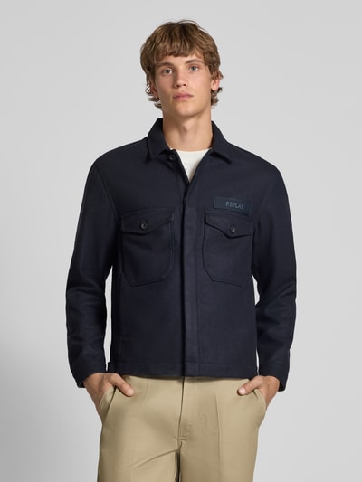 Replay Kurtka z kołnierzykiem typu kent Ciemnoniebieski 4