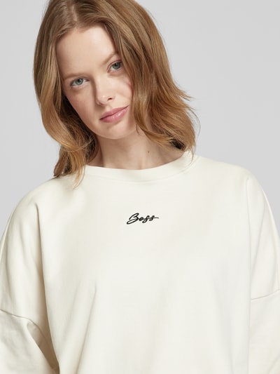 BOSS Orange Sweatshirt mit Label-Stitching Modell 'Esweaty' Offwhite 3