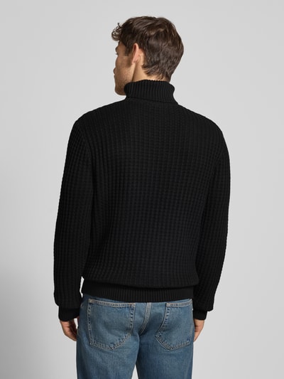 SELECTED HOMME Regular Fit Rollkragenpullover in Waffel-Struktur Modell 'TOM' Black 5