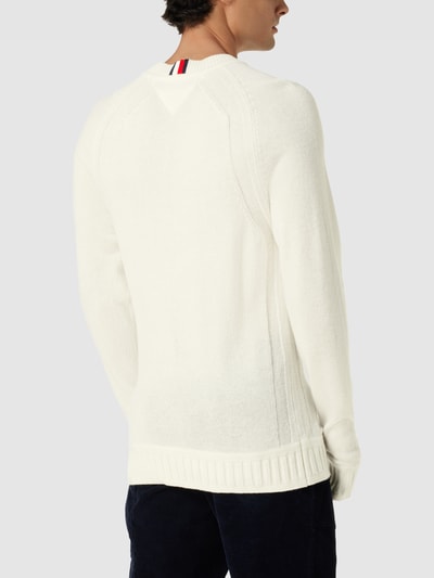 Tommy Hilfiger Strickpullover aus Wolle mit Label-Stitching Offwhite 5