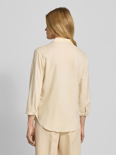 Tom Tailor Regular fit blouse met lange mouwen van een mix van linnen en viscose Beige - 5
