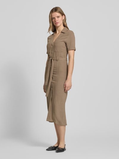 ONLY Smalle vrijetijdsjurk van mix van viscose en linnen model 'SIESTA' Middenbruin - 1