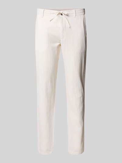 Lindbergh Tapered Fit Leinenhose mit elastischem Bund Weiss 2