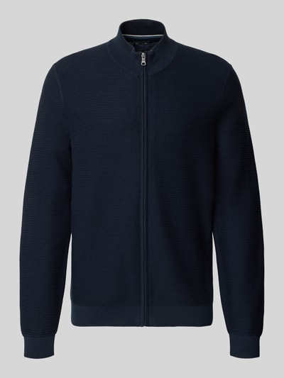 Produktfoto, Regular Fit Cardigan mit Stehkragen von OLYMP Level Five, czarny, bawełna, krój regular fit, faktura dzianinowa, zamek, elastyczne wykończenia