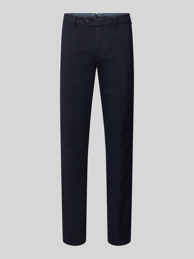 Productfoto, donkerblauwe chino met rechte pijpen en fijne structuur, Regular Fit Chino uit katoenmix model 'Lupus' van MMX, Heren chino
