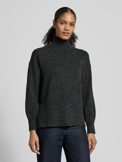VERO MODA Regular Fit Rollkragenpullover mit Seitenschlitzen Modell 'DOFFY' Metallic Black Melange 4