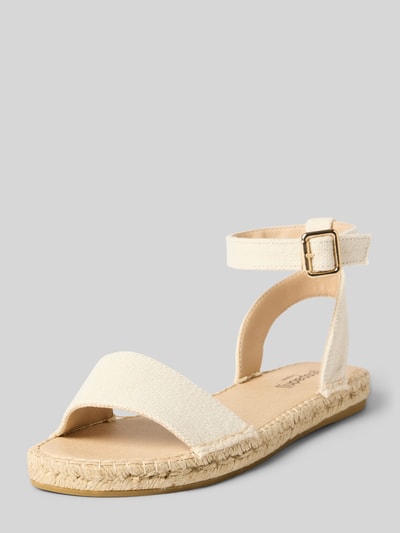 Produktfoto, Sandalette mit Dornschließe Modell 'NIMES LINEN' von Espadrij, Abgerundete-Spitze, Riemen, Gummisohle, Naturfarben, Absatzhöhe: 2 cm, Schafthöhe: 10 cm, Schaftweite: 10 cm