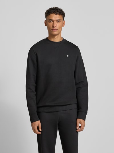 Wood Wood Sweatshirt met labelstitching, model 'Tye' Zwart - 4