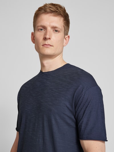 Drykorn T-shirt in gemêleerde look, model 'Eros' Marineblauw - 3