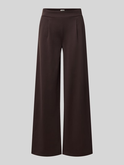 Produktfoto, Hose mit weitem Bein Modell 'KATE' von ICHI in Dunkelbraun, unifarben, elastischer Bund, Gesäßtasche, Material-Mix mit Viskose-Anteil