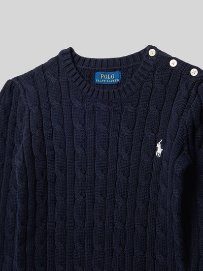 Polo Ralph Lauren Kids Sweter z dzianiny z wyhaftowanym logo Granatowy 2
