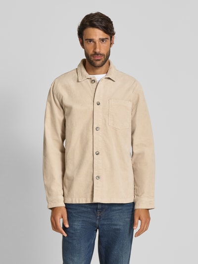 Lindbergh Modern Fit Hemdjacke mit Brusttasche Modell 'Superflex' Stein 4