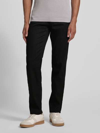 Brax Regular fit linnen broek in 5-pocketmodel, model 'CADIZ' Zwart - 4