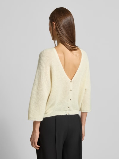 Bash Kardigan z dekoltem w serek i dodatkiem moheru model ‘ISAAC’ Écru 5