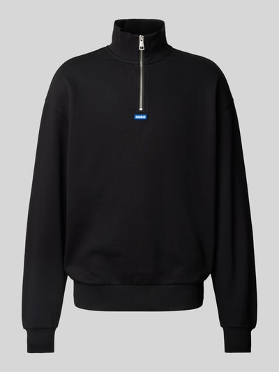 Hugo Blue Sweatshirt mit Troyer-Kragen Modell 'Neeler' Black 2