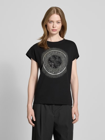 Guess T-shirt z obszyciem ozdobnymi kamieniami i okrągłym dekoltem Czarny 4