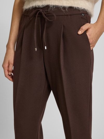Stehmann Stoffen broek met elastische band, model 'Myriel' Donkerbruin - 3