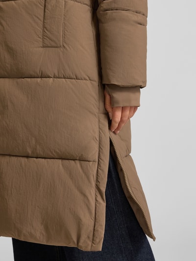 MOS MOSH Gewatteerde lange jas met capuchon, model 'Ollie' Chocoladebruin - 3