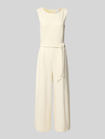 Jake*s Collection Jumpsuit met strikceintuur en ronde hals Ecru - 2