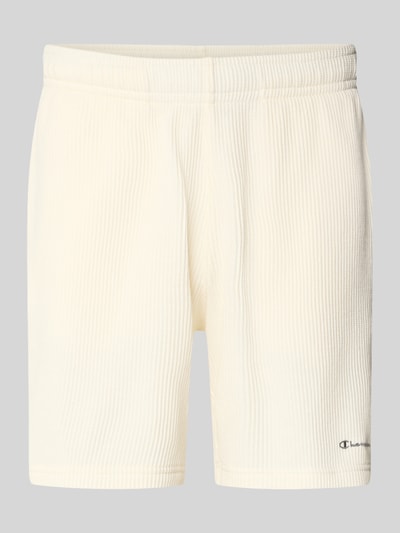 Produktfoto, Shorts mit Strukturmuster und elastischem Bund von CHAMPION aus Baumwoll-Mix in Creme, Regular Fit, sichtbares Label-Stitching.