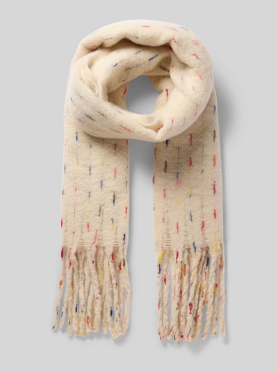 ICHI Sjaal met koordjes, model 'Ialaere' Ecru gemêleerd - 1