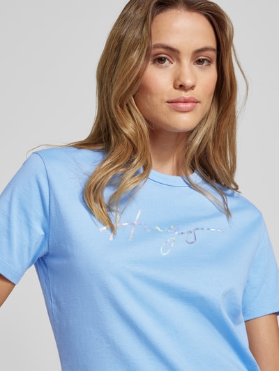 HUGO T-Shirt mit Label-Print Modell 'Damacia' Hellblau 3