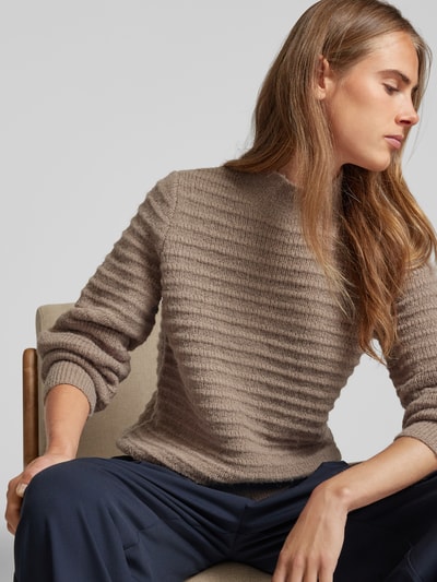 Vila Gebreide pullover met opstaande kraag, model 'TERRA' Taupe - 3