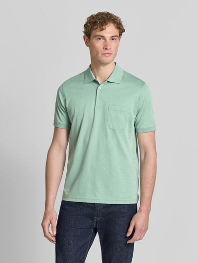 RAGMAN Relaxed Fit Poloshirt aus Baumwoll-Mix Hellgruen 4