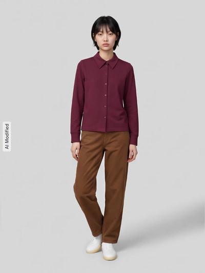 s.Oliver RED LABEL Regular fit blouse met lange mouwen van katoenmix Bordeaux - 1