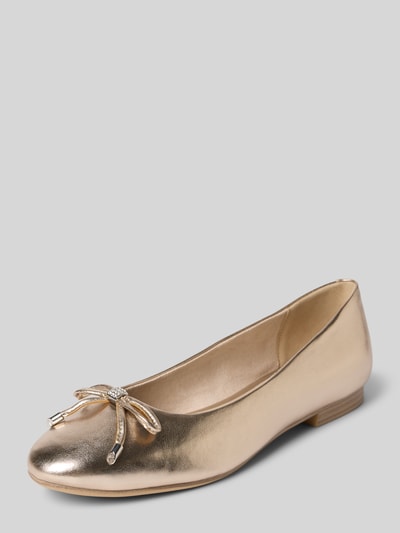 Tamaris Ballerina's met strikdetail en strass-steentjes Goud gemêleerd - 1