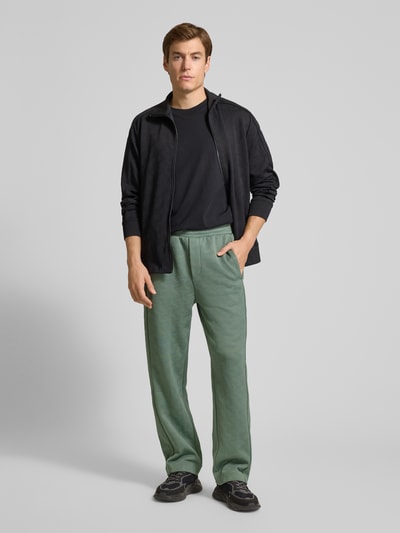 BOSS Green Regular fit sweatpants met jacquardlook, model 'MIRROR LONG' Lindegroen - 1