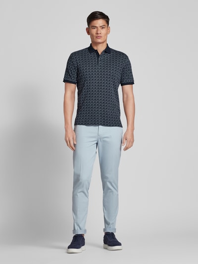 SELECTED HOMME Slim fit poloshirt met all-over motief, model 'JAY' Marineblauw - 1