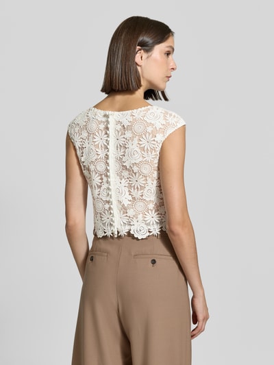 LUXUAR FASHION Cropped Spitzentop mit Rundhalsausschnitt Offwhite 5